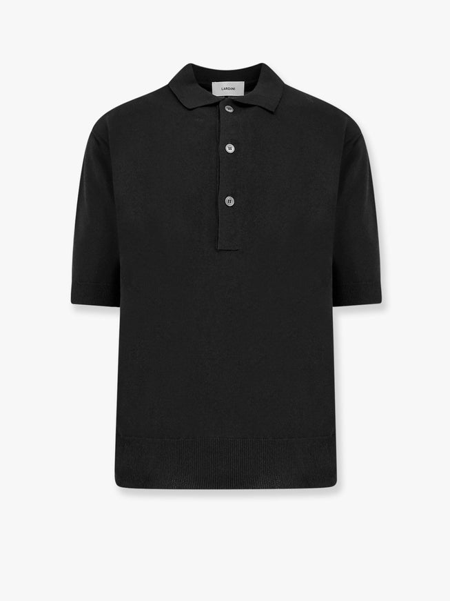 Lardini Viscose And Cotton Knit Polo Shirt Nero