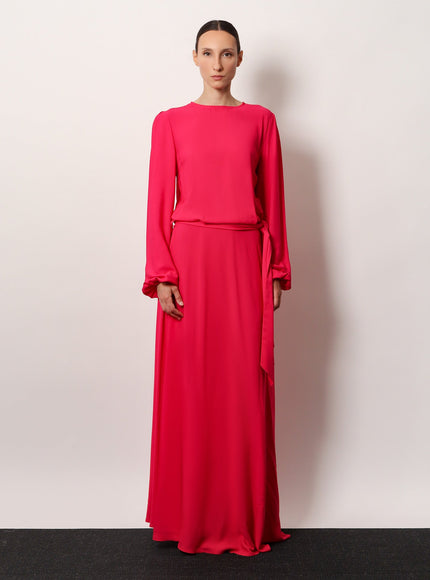 Lavi Basila Rayon Long Dress With Belt
