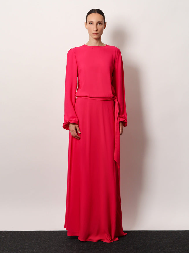 Lavi Basila Rayon Long Dress With Belt