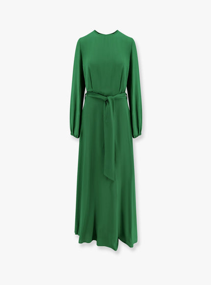Lavi Basila Rayon Long Dress With Belt Verde