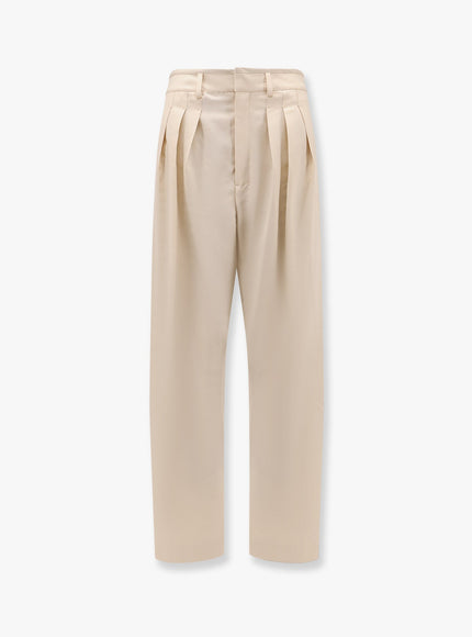 Lemaire Pleated Tailored Wool Blend Trouser Beige