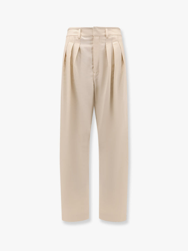 Lemaire Pleated Tailored Wool Blend Trouser Beige
