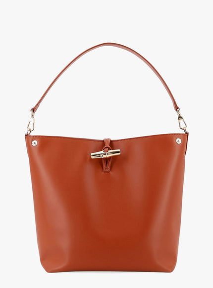Longchamp Paris Le Roseau M Leather Bucket Bag With Bamboo Hook Uni Marrone