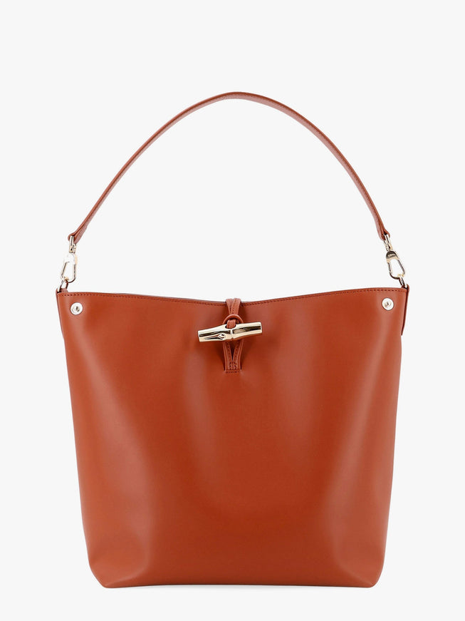 Longchamp Paris Le Roseau M Leather Bucket Bag With Bamboo Hook Uni Marrone