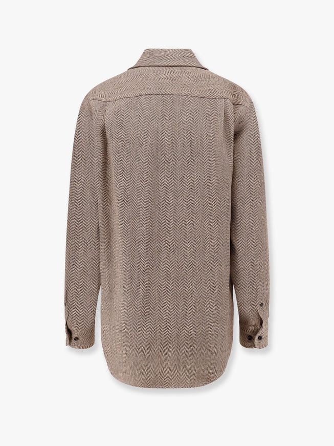 Loro Piana André Linen Shirt With Herringbone Motif