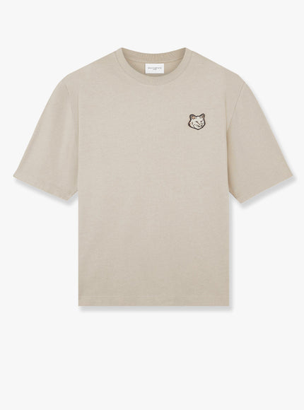 Maison Kitsune Cotton T-Shirt With Iconic Logo Patch Grigio