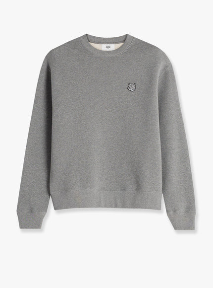 Maison Kitsune Cotton Sweatshirt With Bold Fox Head Patch Grigio