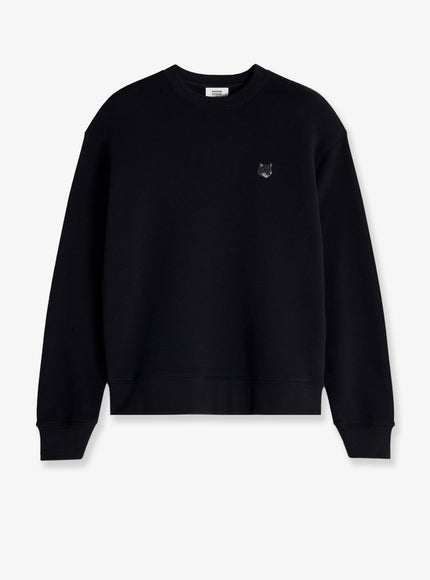 Maison Kitsune Cotton Sweatshirt With Bold Fox Head Patch Nero