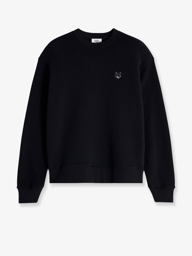 Maison Kitsune Cotton Sweatshirt With Bold Fox Head Patch Nero
