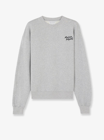 Maison Kitsune Cotton Sweatshirt With Lettering Logo Grigio