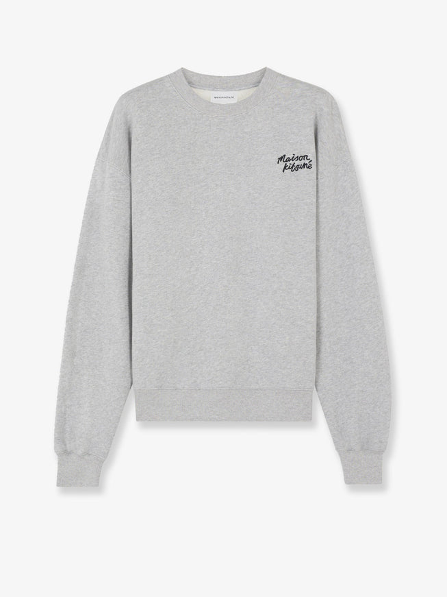 Maison Kitsune Cotton Sweatshirt With Lettering Logo Grigio
