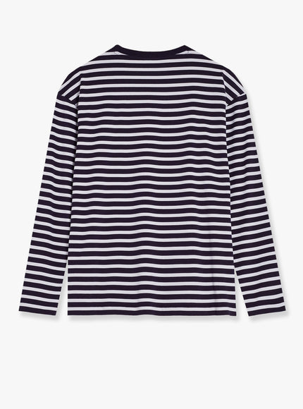 Maison Kitsune Striped Cotton Sweater With Iconic Logo Patch