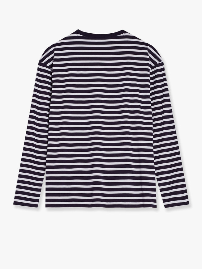 Maison Kitsune Striped Cotton Sweater With Iconic Logo Patch
