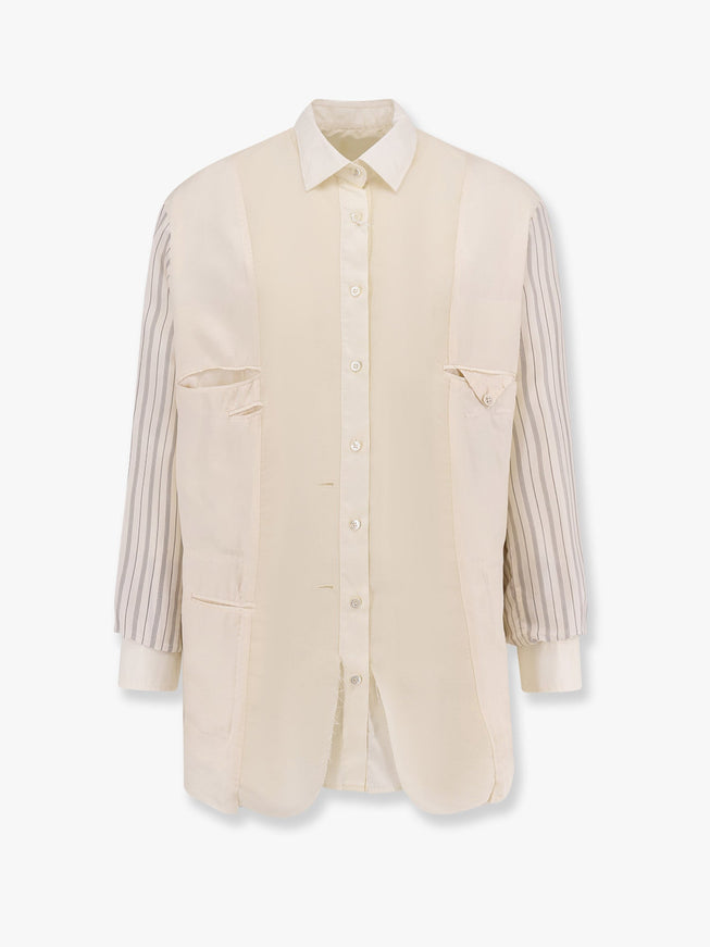 Maison Margiela Anonymity Of The Lining Reversible Wool Blend Blazer Bianco