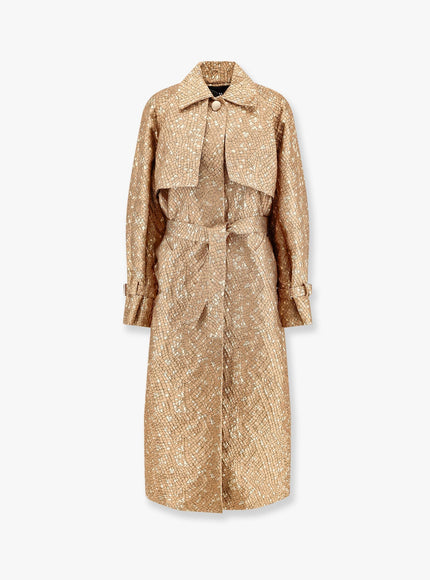 Max Mara Salsa Oversize Jacquard Fabric Trench With Mosaic Effect 40 Marrone