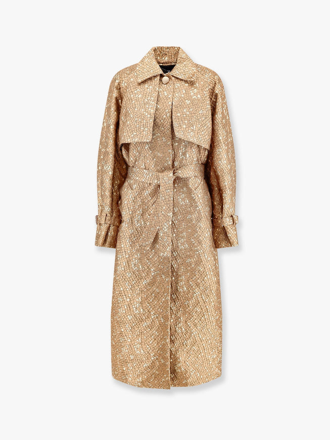 Max Mara Salsa Oversize Jacquard Fabric Trench With Mosaic Effect 40 Marrone