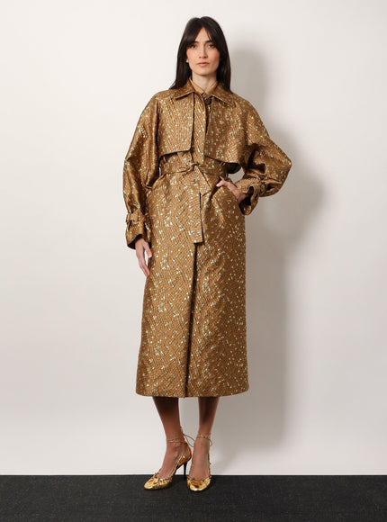 Max Mara Salsa Oversize Jacquard Fabric Trench With Mosaic Effect