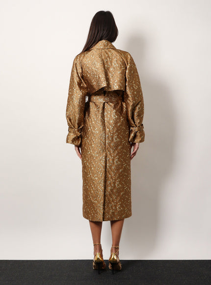 Max Mara Salsa Oversize Jacquard Fabric Trench With Mosaic Effect