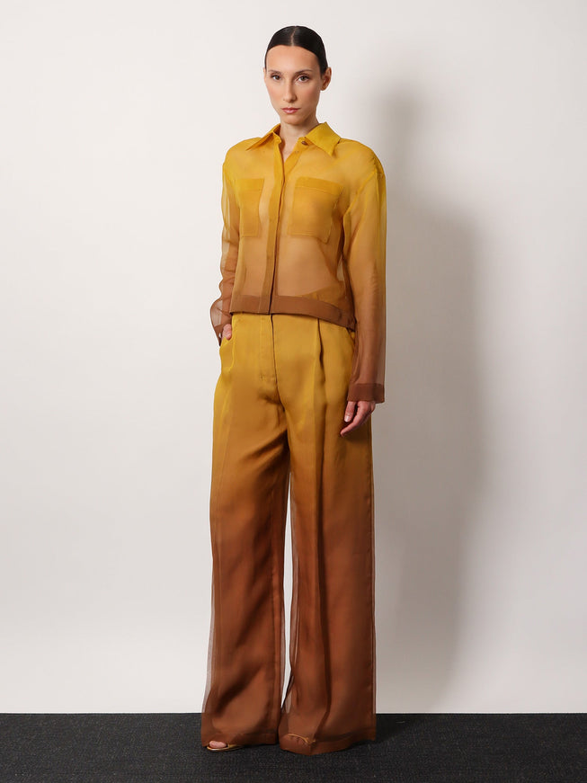 Max Mara Baffo Silk Trousers With Shaded Effect