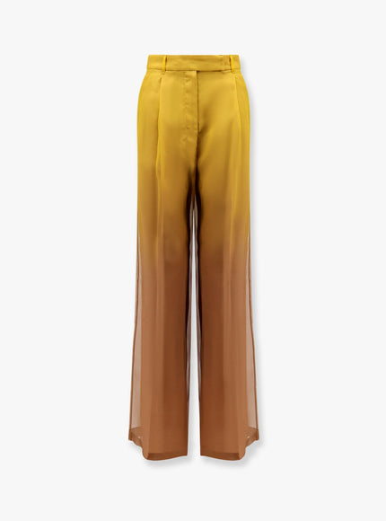 Max Mara Baffo Silk Trousers With Shaded Effect Senape