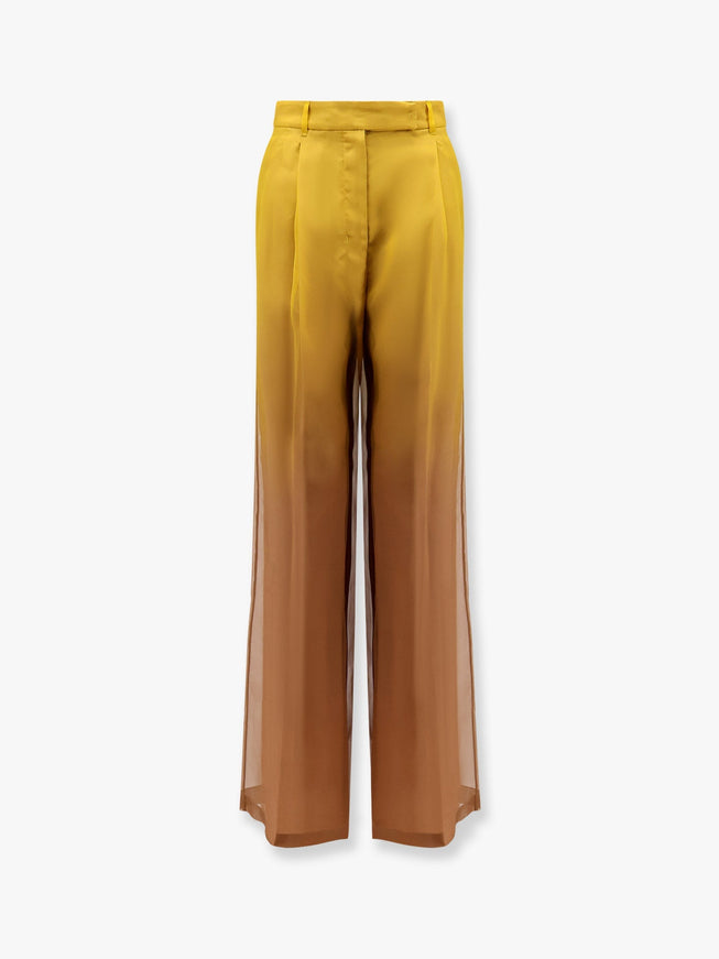 Max Mara Baffo Silk Trousers With Shaded Effect Senape