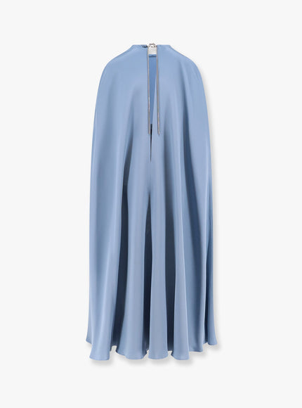 Max Mara Managua Silk Long Dress With Silk Cape And Metal Detail