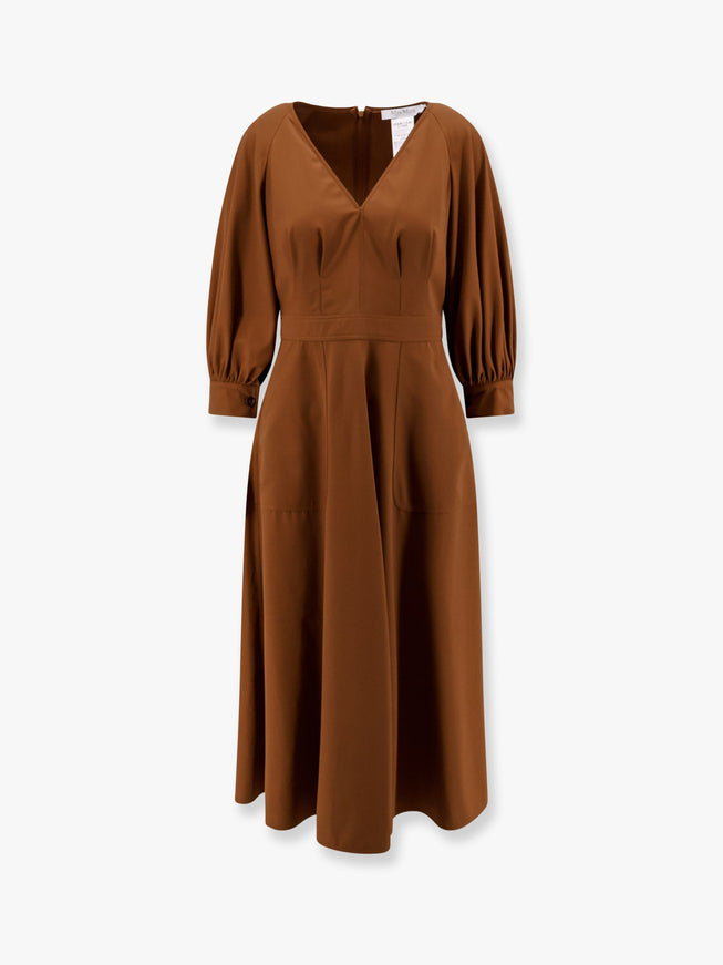 Max Mara Pedaggi Cotton Midi Dress Marrone