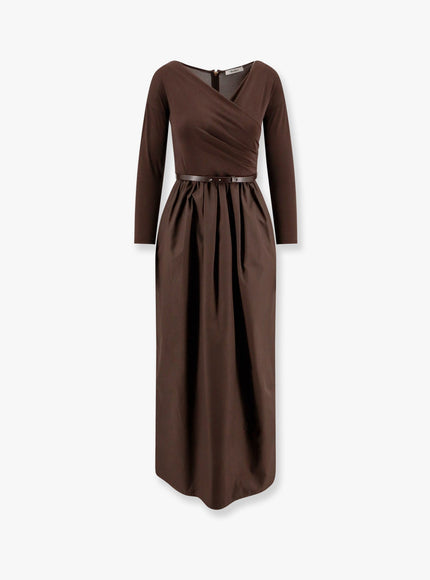 Max Mara Kaiser Cotton Poplin And Jersey Dress Marrone