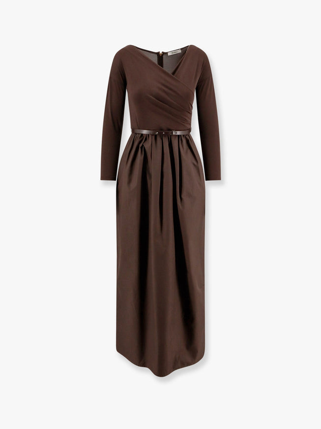 Max Mara Kaiser Cotton Poplin And Jersey Dress Marrone