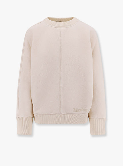 Max Mara Cral Cotton Sweater With Max Mara Embroidery Bianco