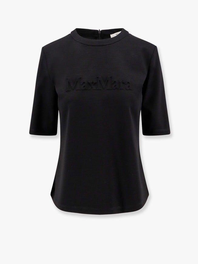 Max Mara Peter Wool T-Shirt With Embossed Frontal Logo Nero