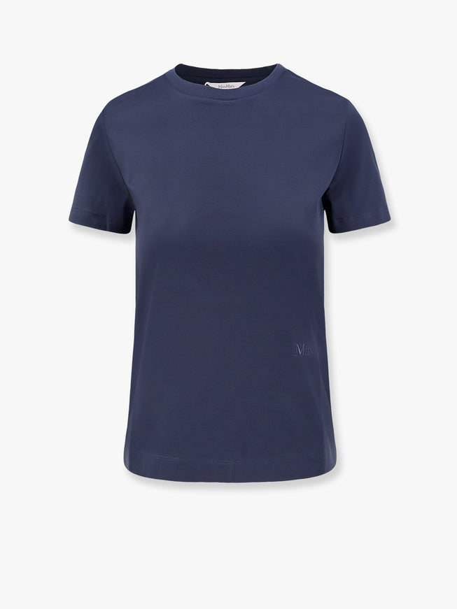 Max Mara Nerina Cotton T-Shirt With Max Mara Embroidery Blu