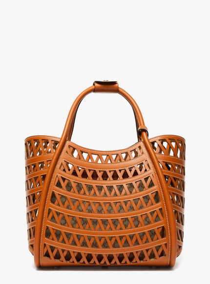 Max Mara Marines Weaving Perforated Leather Handbag With Internal Clutch