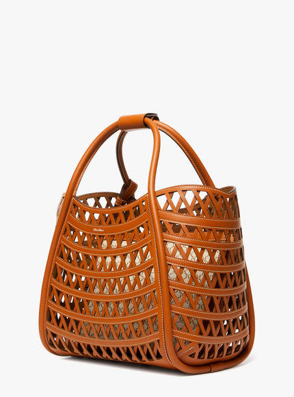 Max Mara Marines Weaving Perforated Leather Handbag With Internal Clutch