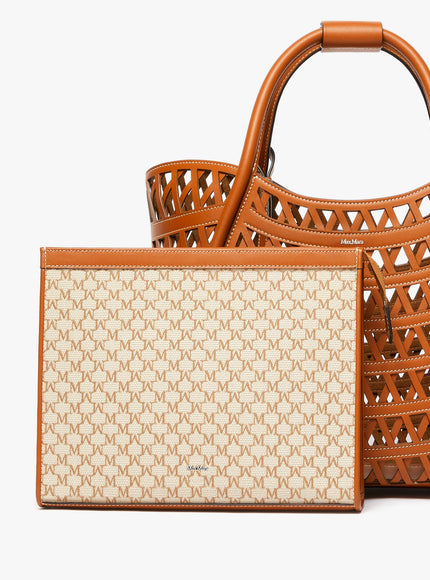 Max Mara Marines Weaving Perforated Leather Handbag With Internal Clutch