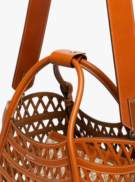 Max Mara Marines Weaving Perforated Leather Handbag With Internal Clutch