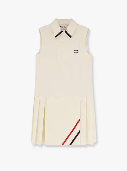 Miu Miu Virgin Wool And Mohair Short Dress Bianco