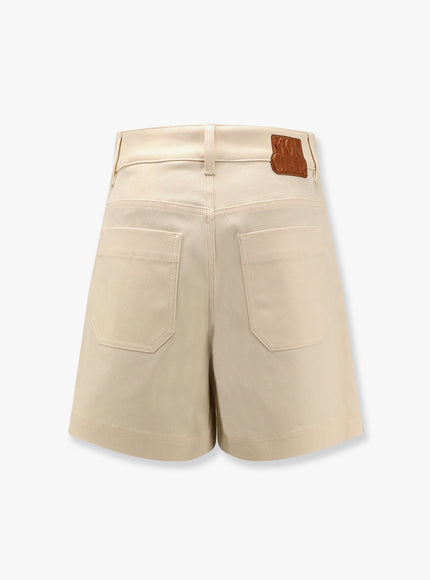Moncler Stretch Cotton Shorts With Maxi Logo Patch