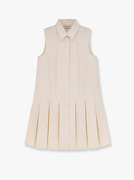 Moncler Cotton And Silk Mini Chemisier Dress Beige