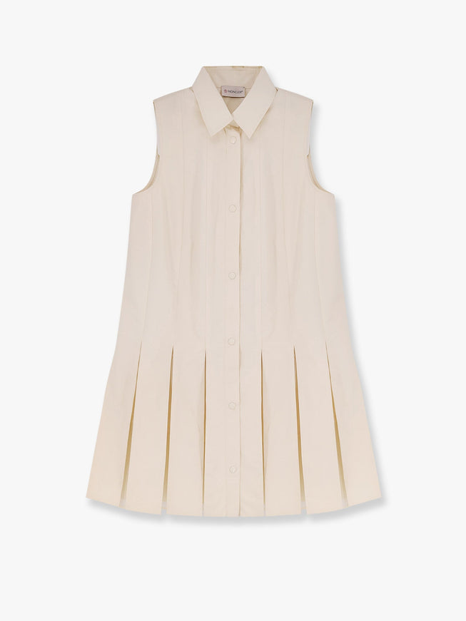 Moncler Cotton And Silk Mini Chemisier Dress Beige