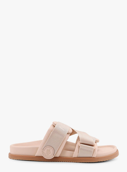 Moncler Mon Summer Leather Sandals With Nylon Details Rosa
