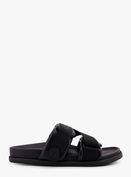 Moncler Mon Summer Leather Sandals With Nylon Details Nero