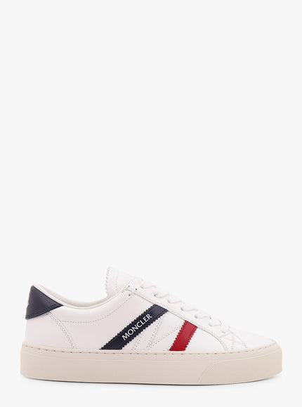 Moncler Monaco2 Leather Sneakers With Logo Print Bianco