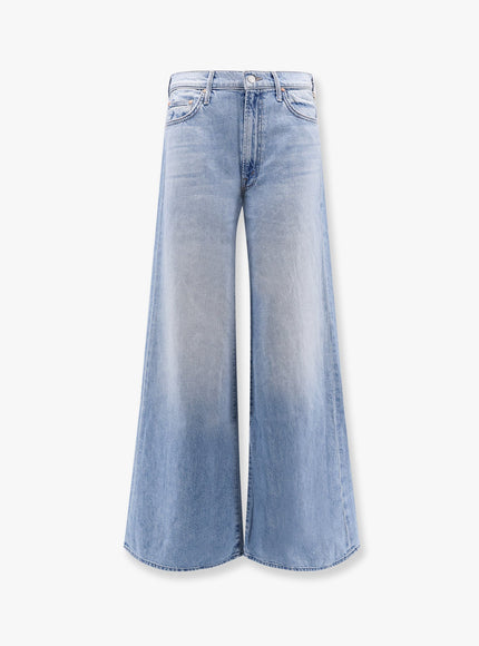 Mother Cotton Blend Jeans Wirh Back Logo Label Blu