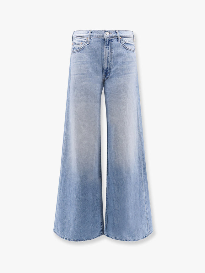 Mother Cotton Blend Jeans Wirh Back Logo Label Blu