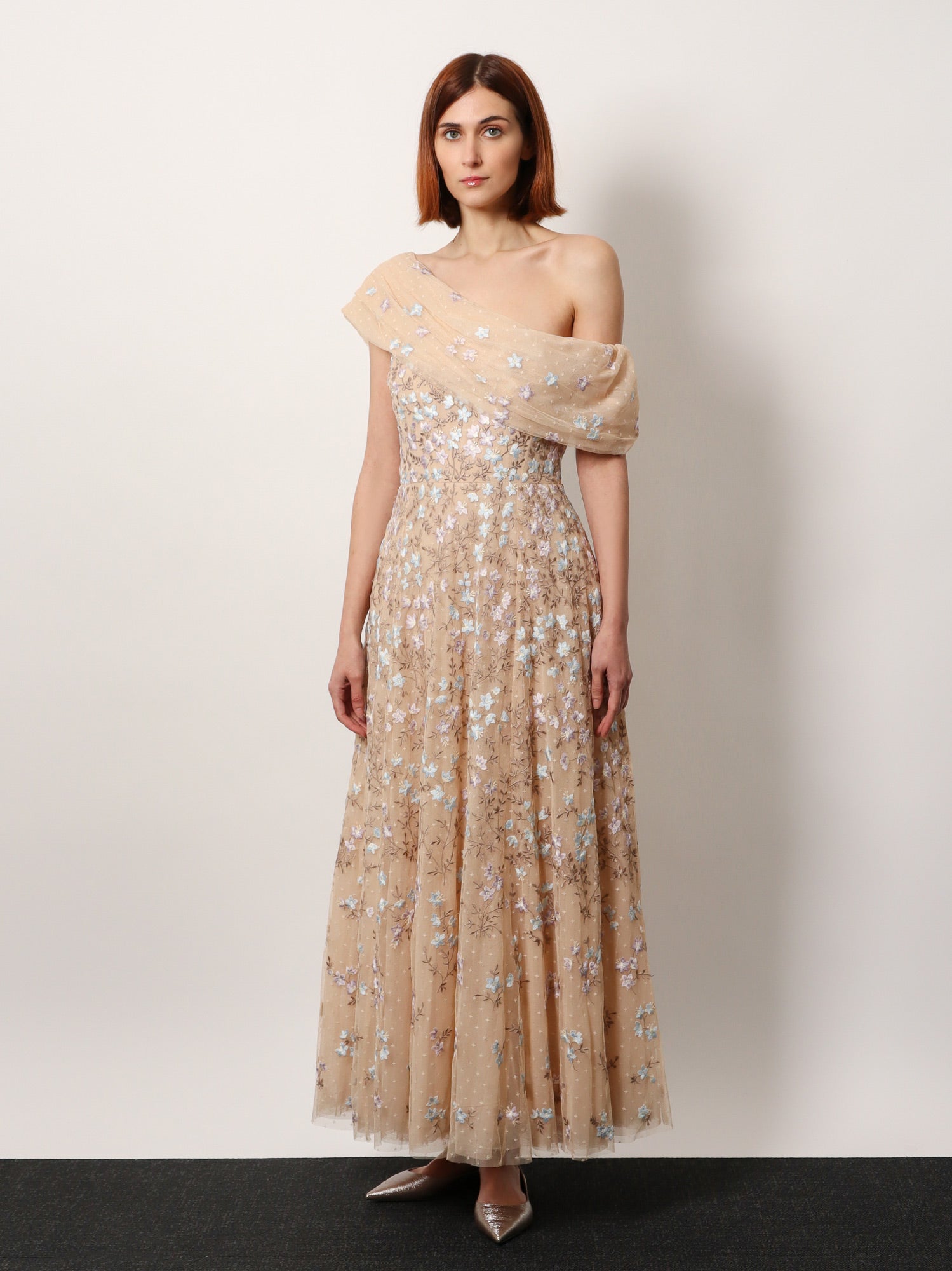 Needle & Thread One-Shoulder Long Dress With Multicolor Embroidery – Ellie  Belle