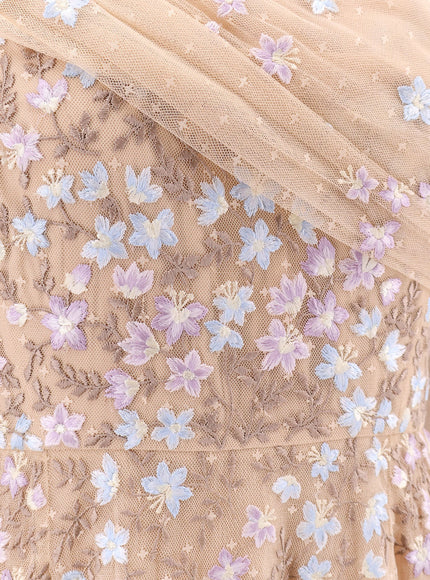 Needle & Thread One-Shoulder Long Dress With Multicolor Embroidery