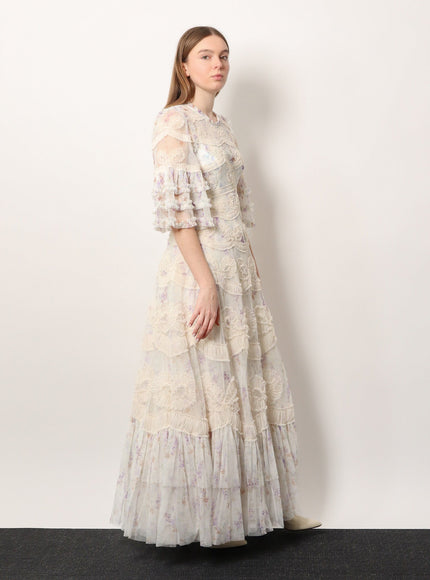 Needle & Thread Long Dress With Multicolor Motif