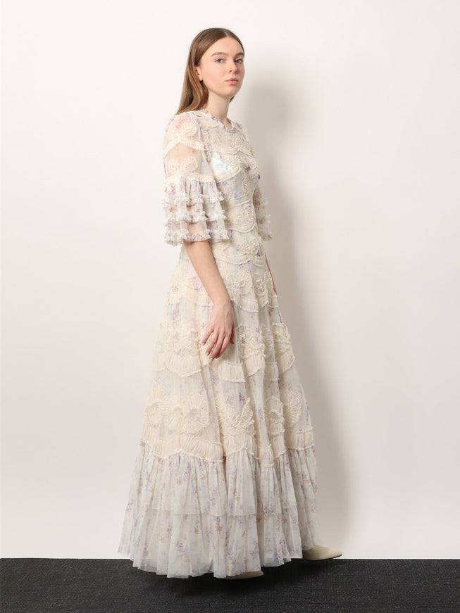 Needle & Thread Long Dress With Multicolor Motif