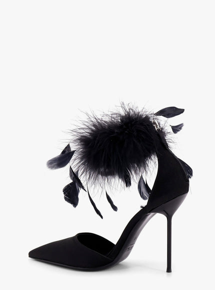 Paris Texas Lidia Satin Sandals With Feather Detail